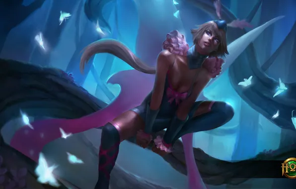 Грудь, девушка, платье, Heroes of Newerth, Monarch, Luna Moth Cherub