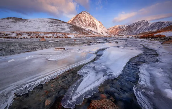 Река, лёд, Mongolia