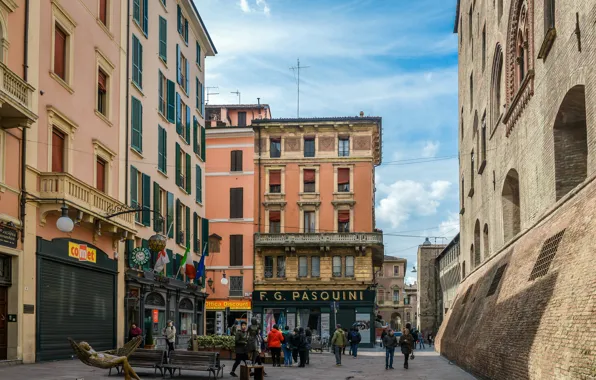 Картинка Улица, Италия, Здания, Italy, Street, Italia, Bologna, Болонья