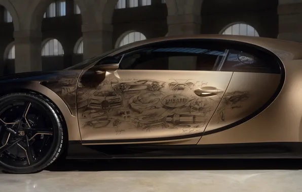 Картинка Bugatti, close up, Chiron, sketches, Bugatti Chiron Super Sport Golden Era