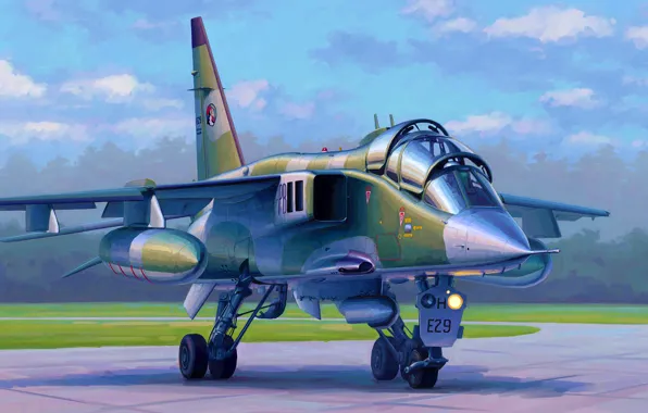 Картинка art, painting, jet, French Jaguar E