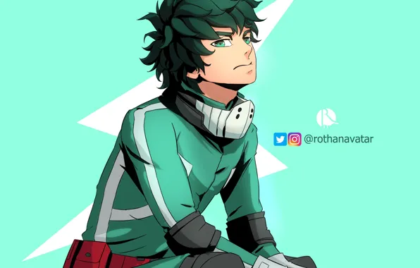 Парень, сидит, My Hero Academia, Boku No Hero Academia, Мидория Изуку, Моя Геройская Академия