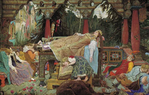 Картинка картина, Васнецов, спящая царевна