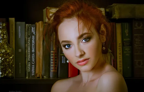Взгляд, секси, рыжая, красотка, photographer, голубоглазая, пухлые губы, Andrey Stanko