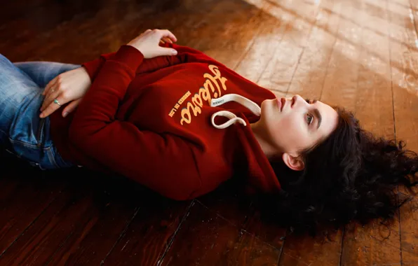 Pretty, jeans, floor, pose, Игорь Куприянов