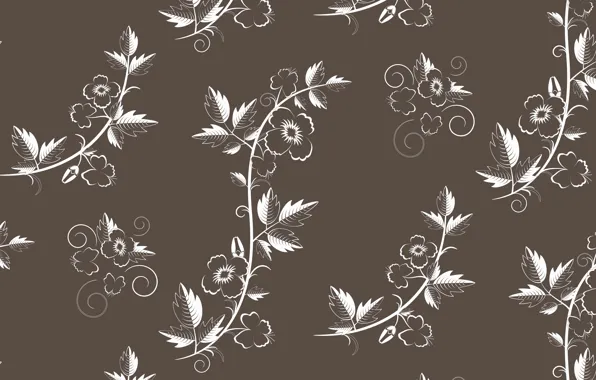 Vector, текстура, retro, with, flowers, pattern, floral