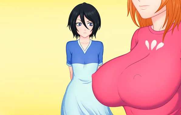 Bleach, erect nipples, long hair, dress, girls, boobs, anime, beautiful