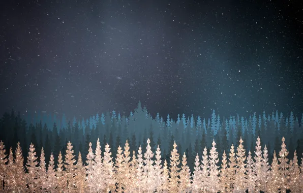 Картинка Зима, Синий фон, Текстура, Winter, Texture, Blue Background, Night Forest, Ночной лес