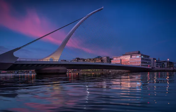 Картинка мост, вечер, Ирландия, Дублин, Samuel Beckett Bridge