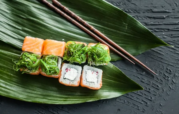Палочки, рис, вкусно, роллы, лосось
