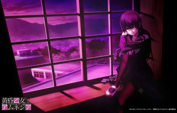 Взгляд, девушка, форма, школьница, kanoe yuuko, tasogare otome x amnesia, окно.сумеречная дева и амнезия.