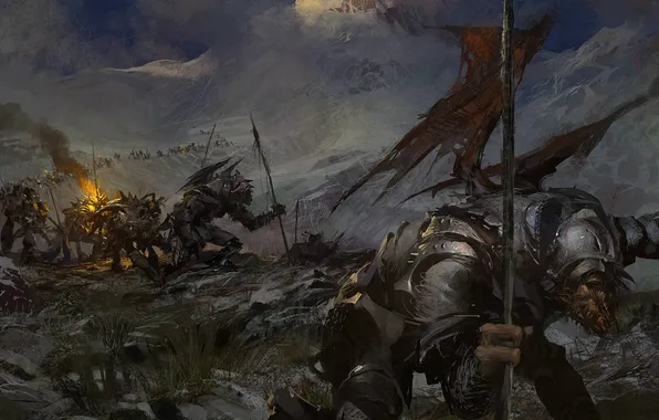 Картинка горы, армия, доспехи, монстры, солдаты, guild wars 2