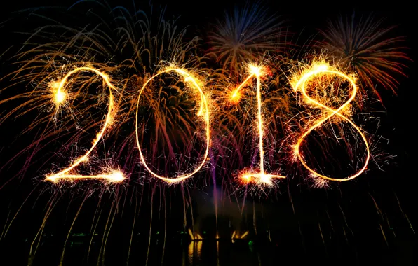Картинка lights, салют, Новый Год, фейерверк, golden, new year, happy, Happy New Year