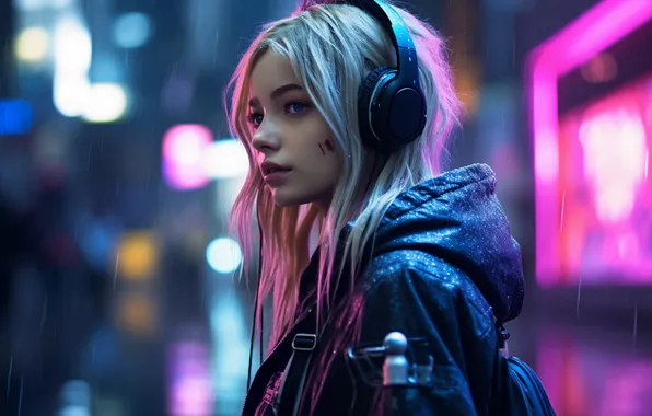 Картинка woman, cyberpunk, warrior, portrait
