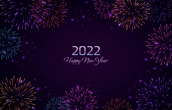 Фон, салют, цифры, Новый год, лиловый, new year, happy, fireworks
