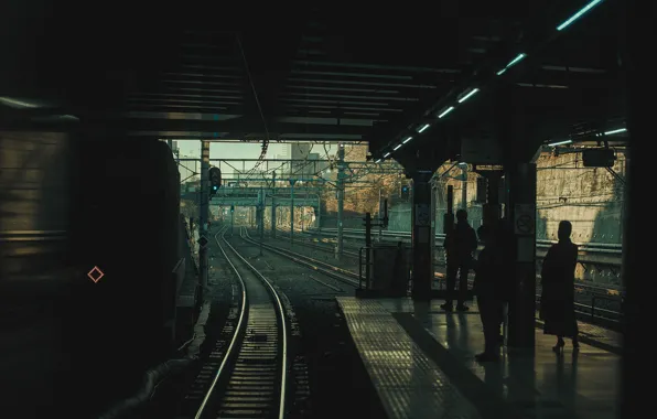 Люди, станция, Japan, платформа, Street Photography