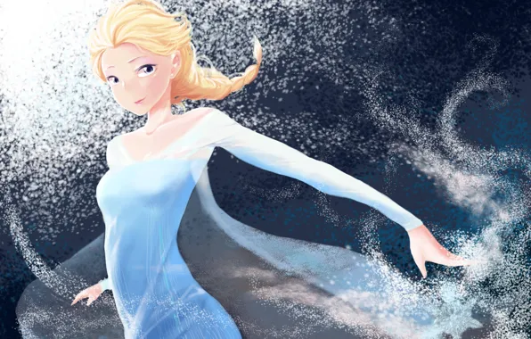 Девушка, снег, арт, Frozen, Elsa, Эльза, Холодное сердце