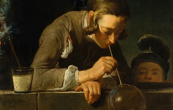 Картинка картина, жанровая, Мыльные Пузыри, Жан Симеон Шарден, Jean Baptiste Simeon Chardin