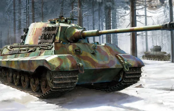 Картинка Königstiger, Тигр II, Короле́вский тигр, Panzerkampfwagen VI, немецкий тяжёлый танк