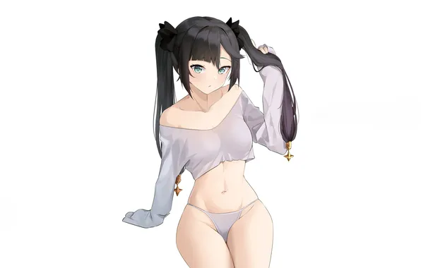 Girl, sexy, lingerie, pantsu, cleavage, panties, green eyes, long hair
