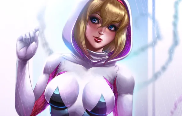 Грудь, девушка, костюм, Marvel Comics, Gwen Stacy, Spider-Gwen