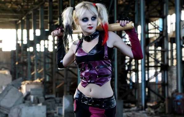 Взгляд, косплей, bat, Харли Квинн, cosplay, бита, Harley Quinn