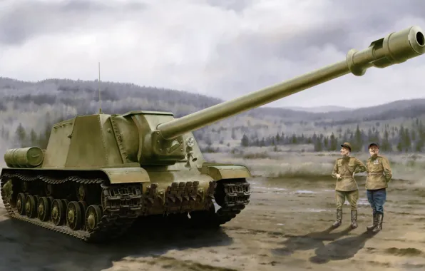 War, art, tank, ww2, russian tank, ISU-152