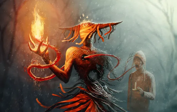 Существо, Огонь, Монстр, Чудовище, Fantasy, Fire, Monster, Арт