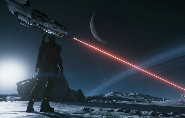 Космос, планеты, солдат, Star Citizen