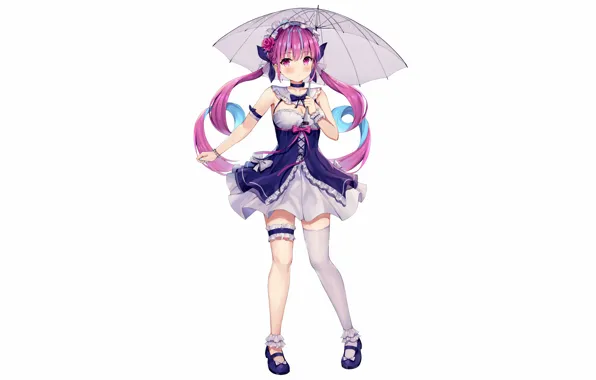 Girl, sexy, cleavage, thighhighs, pink hair, long hair, dress, boobs