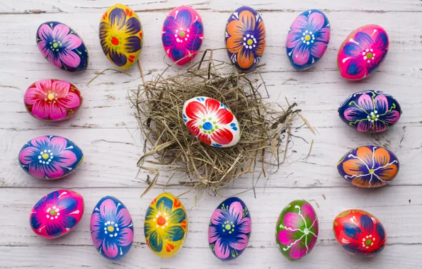 Картинка весна, colorful, Пасха, wood, spring, Easter, eggs, decoration