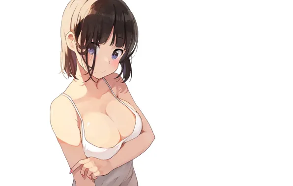 Girl, sexy, boobs, anime, pretty, clevage, spag top