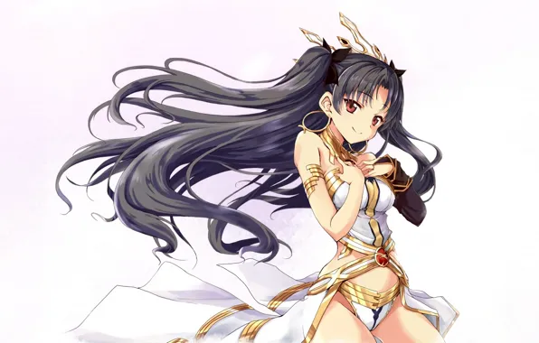 Girl, sexy, cleavage, panties, long hair, dress, boobs, anime