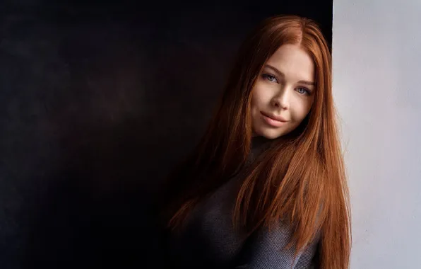 Взгляд, фон, стена, модель, портрет, макияж, прическа, красотка