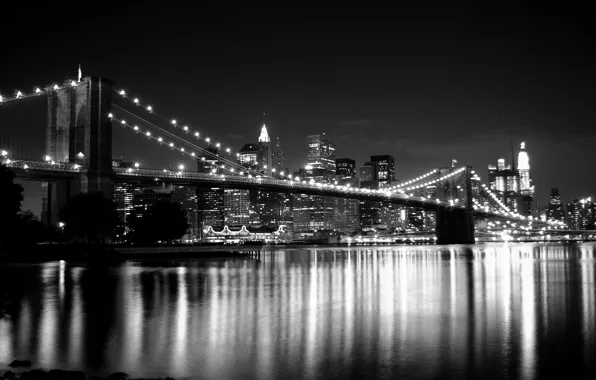 City, road, evening, Building, Brooklyn bridge, The bridge