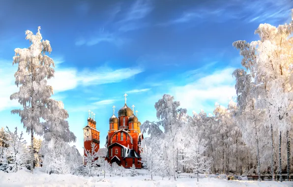 Картинка зима, снег, Санкт-Петербург, храм