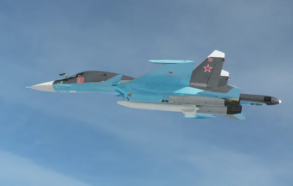 Полет, сухой, су-34, фронтовой бомбардировщик, ввс россии