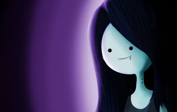 Фиолетовый, зубы, длинные волосы, Adventure Time, Marceline