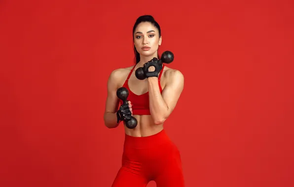 Девушка, Спорт, Girl, Красота, Гантели, Sports, Beauty, Фитнес