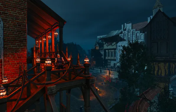 Город, Меч, Воин, Броня, средневековье, Ведьмак, The Witcher, Геральт