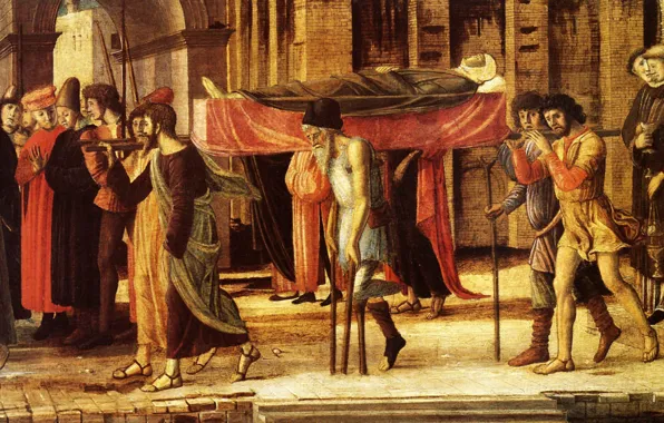 Munich, Giovanni Bellini, 1455, peinture sur bois, L'Évangéliste 2, Trois Histoires de Drusienne et de …