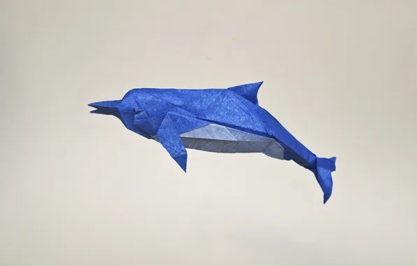 Дельфин, оригами, origami, dolphin, blue dolphin, голубой дельфин