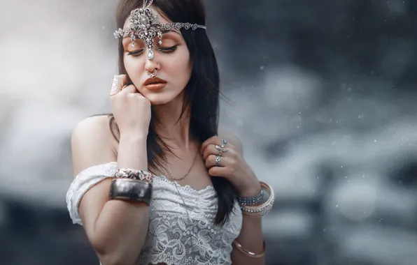 Девушка, украшения, стиль, макияж