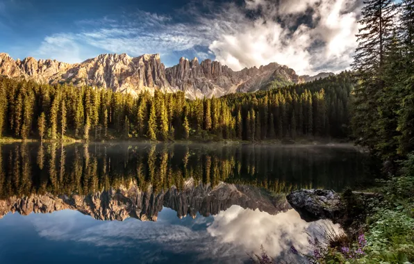 Картинка Alto Adige, Karersee, evening light