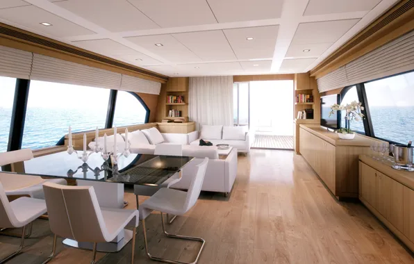 Luxury, motor, main salon, yacht Navetta
