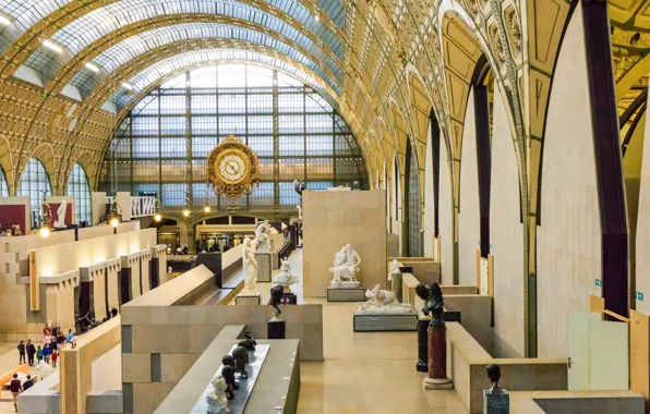 Картинка Франция, Париж, часы, экспонаты, музей Орсе