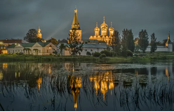 Картинка пейзаж, озеро, рассвет, Валдай, Иверский монастырь, Вячеслав Бирюков, Бирюков Вячеслав