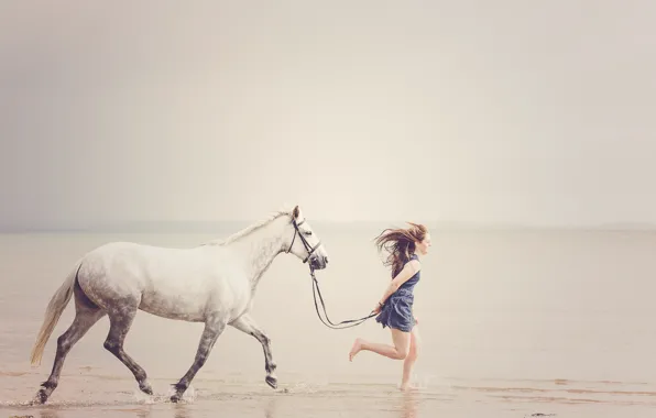 Море, девушка, конь