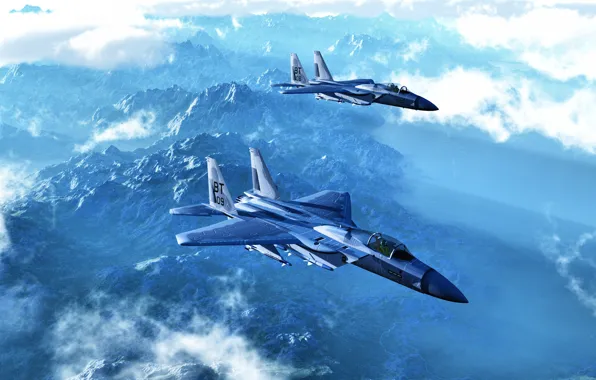 Картинка Eagle, model, рендер, eagle reconnaissance, F-15A