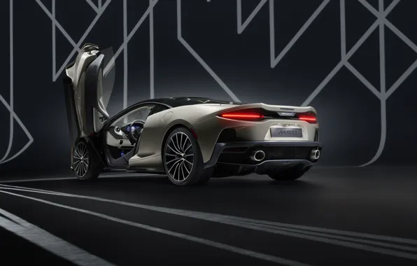 McLaren, суперкар, вид сзади, MSO, 2019, McLaren GT, Defined Flux Silver